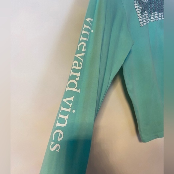 RARE Vineyard Vines Solid Teal Blue Long Sleeve XS - Picture 2 of 5